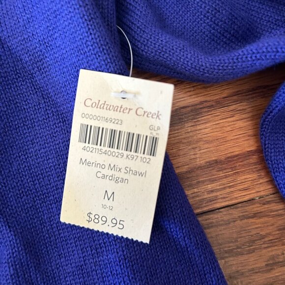 NWT Coldwater Creek Wool Blend Shawl Open Front Cardigan Size Medium - Picture 4 of 11